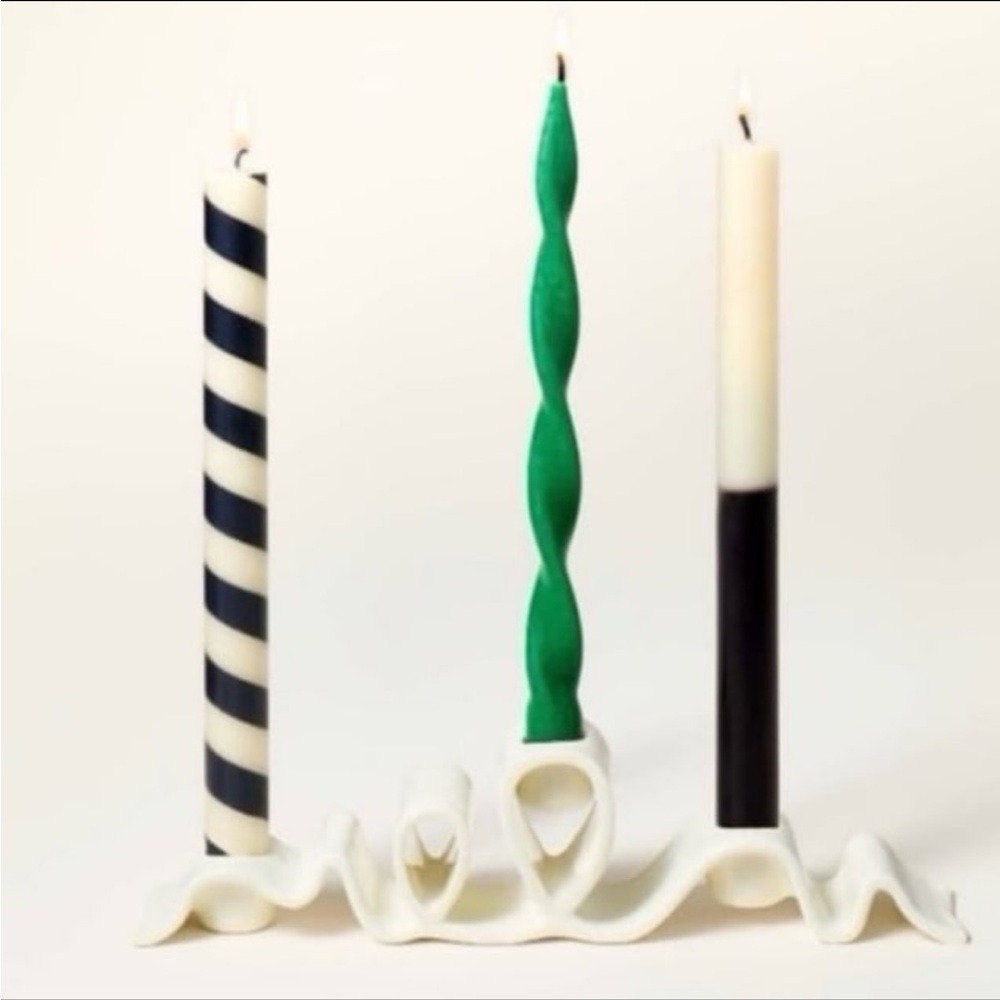5ct Taper Candles
Black/ Cream/Green & Ceramic Candelabra - kate spade new york